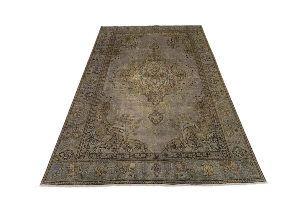 vintage-teppich-beige-299x189-cm-handgeknupft-einzigartiges-design Orientteppich 299 x 189 cm Wolle handgeknüpft