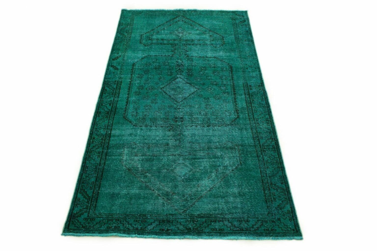 orientteppich-turkis-grun-285x142cm-vintage-design-handgeknupft Orientteppich Türkis Grün 285 x 142 cm Wolle handgeknüpft