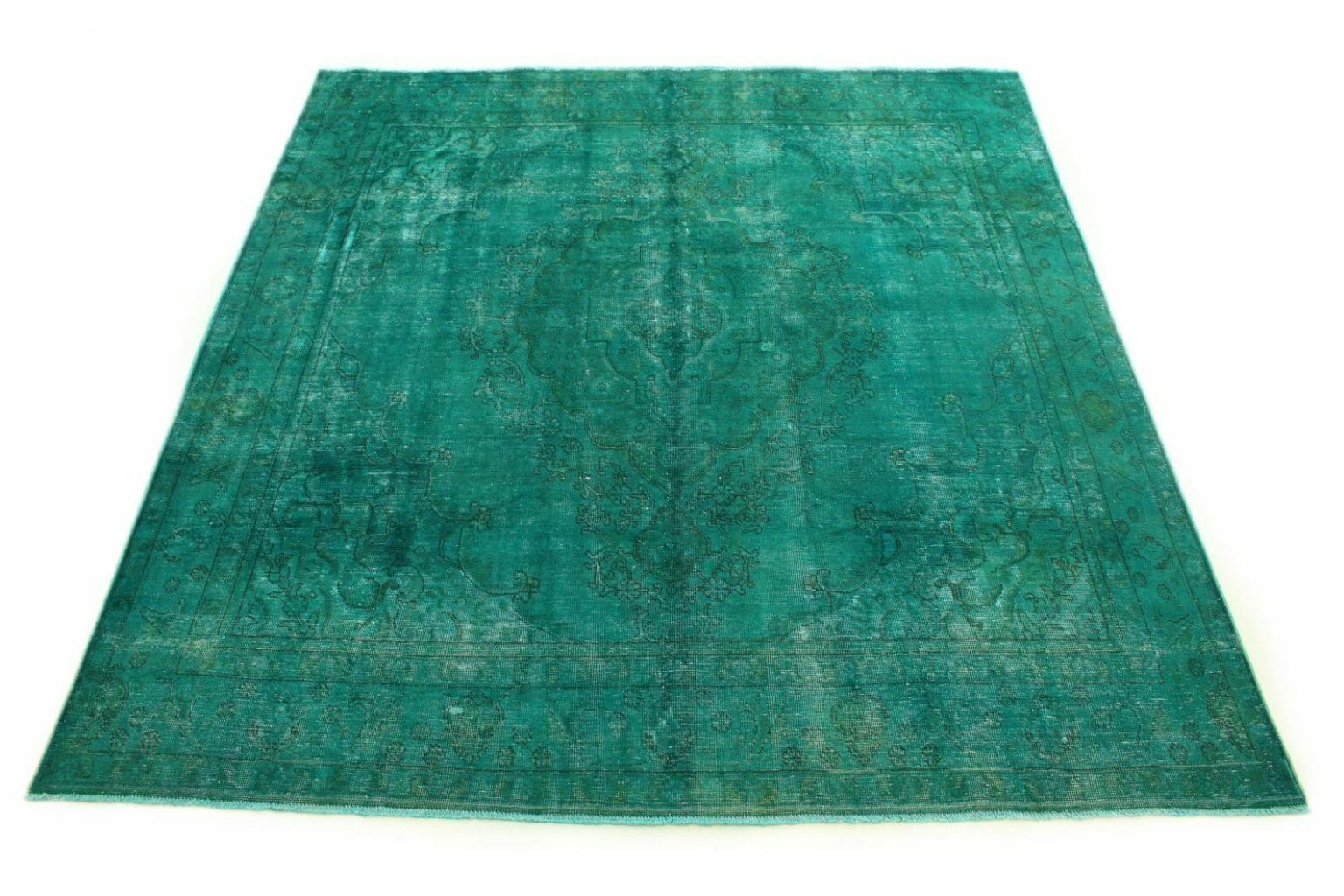 carpetido-vintage-teppich-292x279cm-turkis-grun-handgeknupft Orientteppich 292 x 279 cm Wolle handgeknüpft
