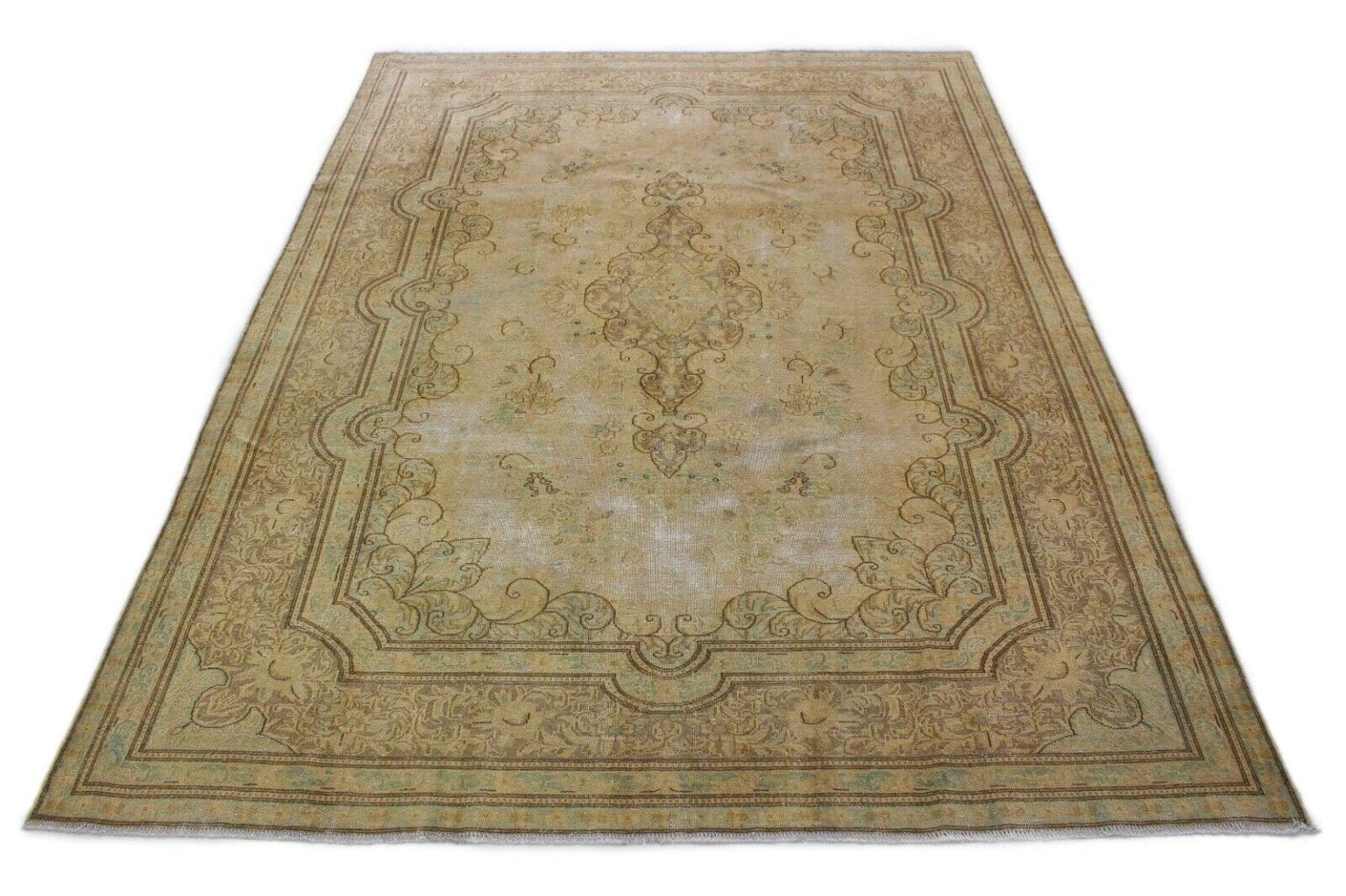 vintage-orientteppich-braun-333x241cm-handgeknupft-designer Orientteppich 333x241 cm Wolle handgeknüpft