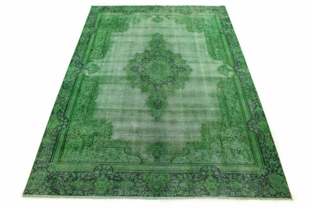 vintage-orientteppich-grun-370x259-cm-handgeknupft-unikat Orientteppich 370 x 259 cm Wolle handgeknüpft