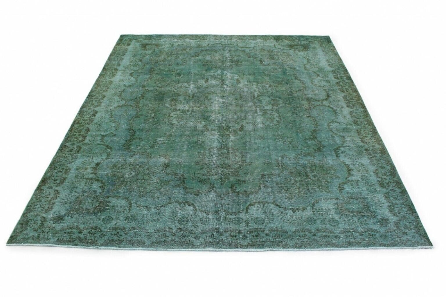 vintage-orientteppich-380x299-cm-in-grun-turkis-handgeknupft Orientteppich Orient 380 x 299 cm Wolle handgeknüpft