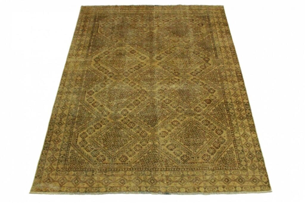 vintage-orientteppich-sand-287x209cm-handgeknupft-unikat Orientteppich Sand 287 x 209 cm Wolle handgeknüpft