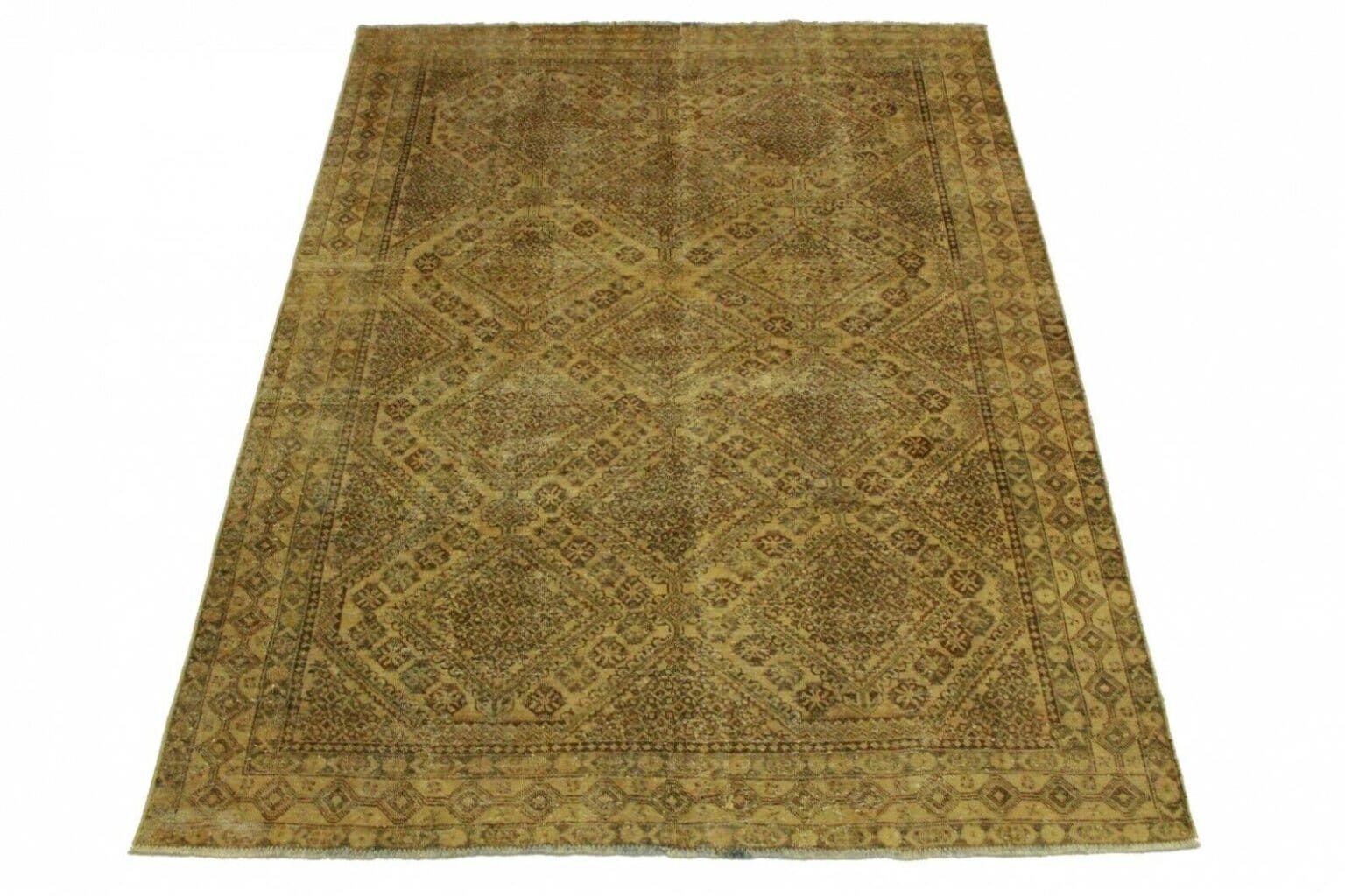 vintage-orientteppich-sand-287x209cm-handgeknupft-unikat Orientteppich Sand 287 x 209 cm Wolle handgeknüpft