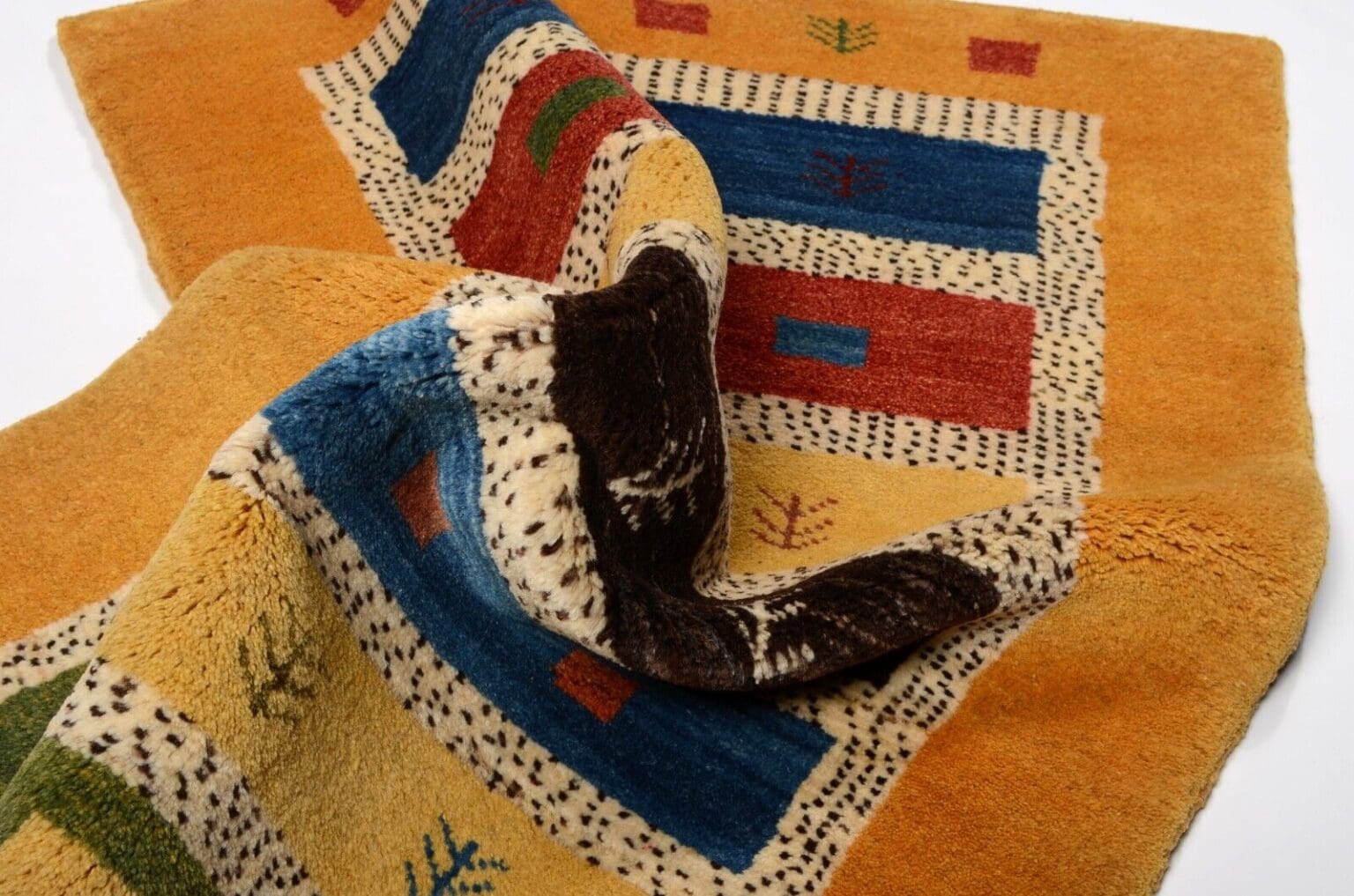 handgeknupfter-gabbeh-teppich-118x86-cm-90000-knoten-neu-5 Perserteppich Gabbeh 118 x 86 cm Wolle handgeknüpft