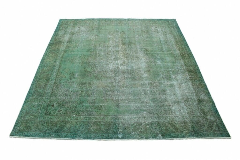 vintage-orientteppich-350x289cm-grun-grau-handgeknupft Orientteppich 350 x 289 cm Wolle handgeknüpft
