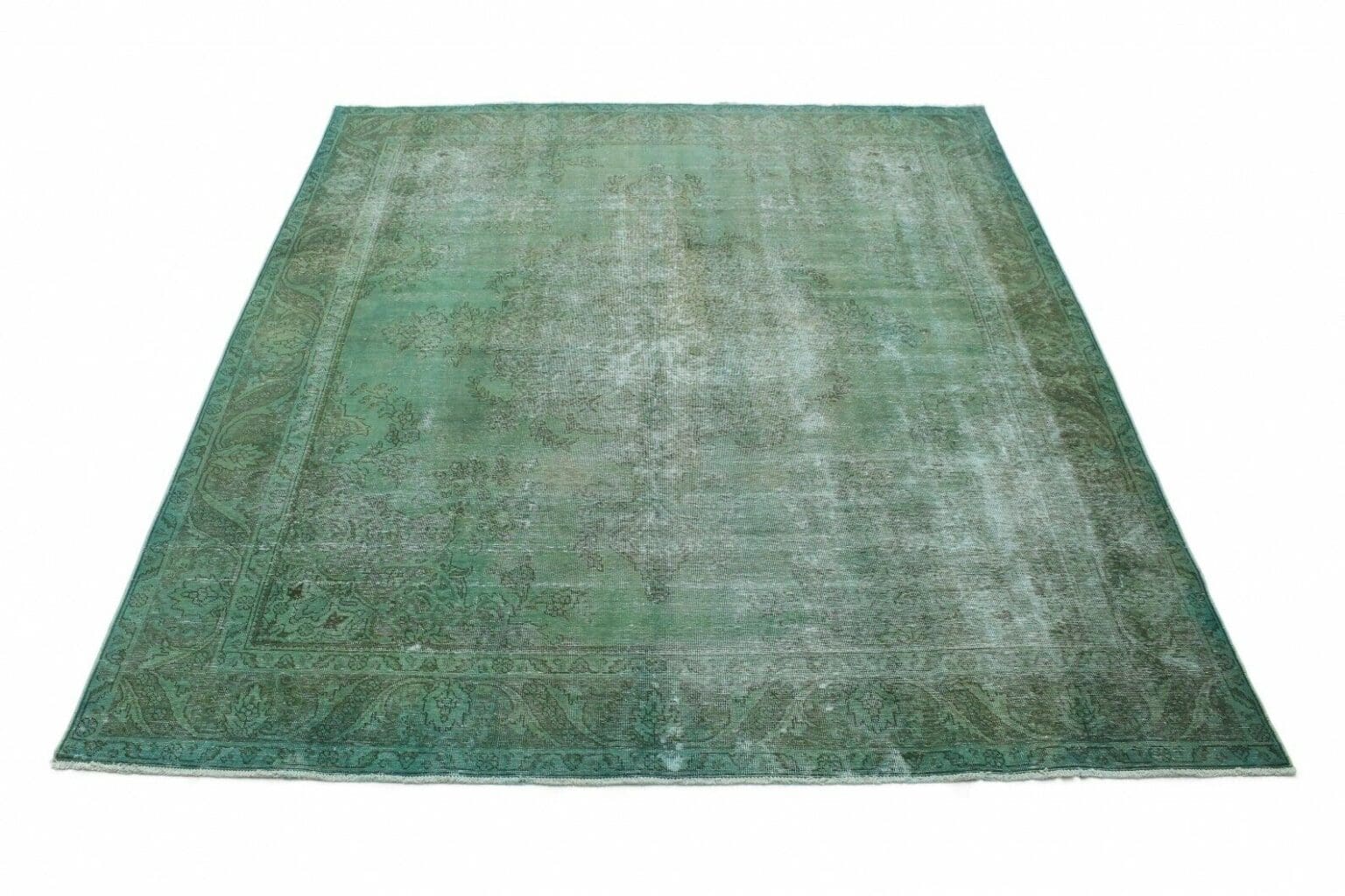 vintage-orientteppich-350x289cm-grun-grau-handgeknupft Orientteppich 350 x 289 cm Wolle handgeknüpft