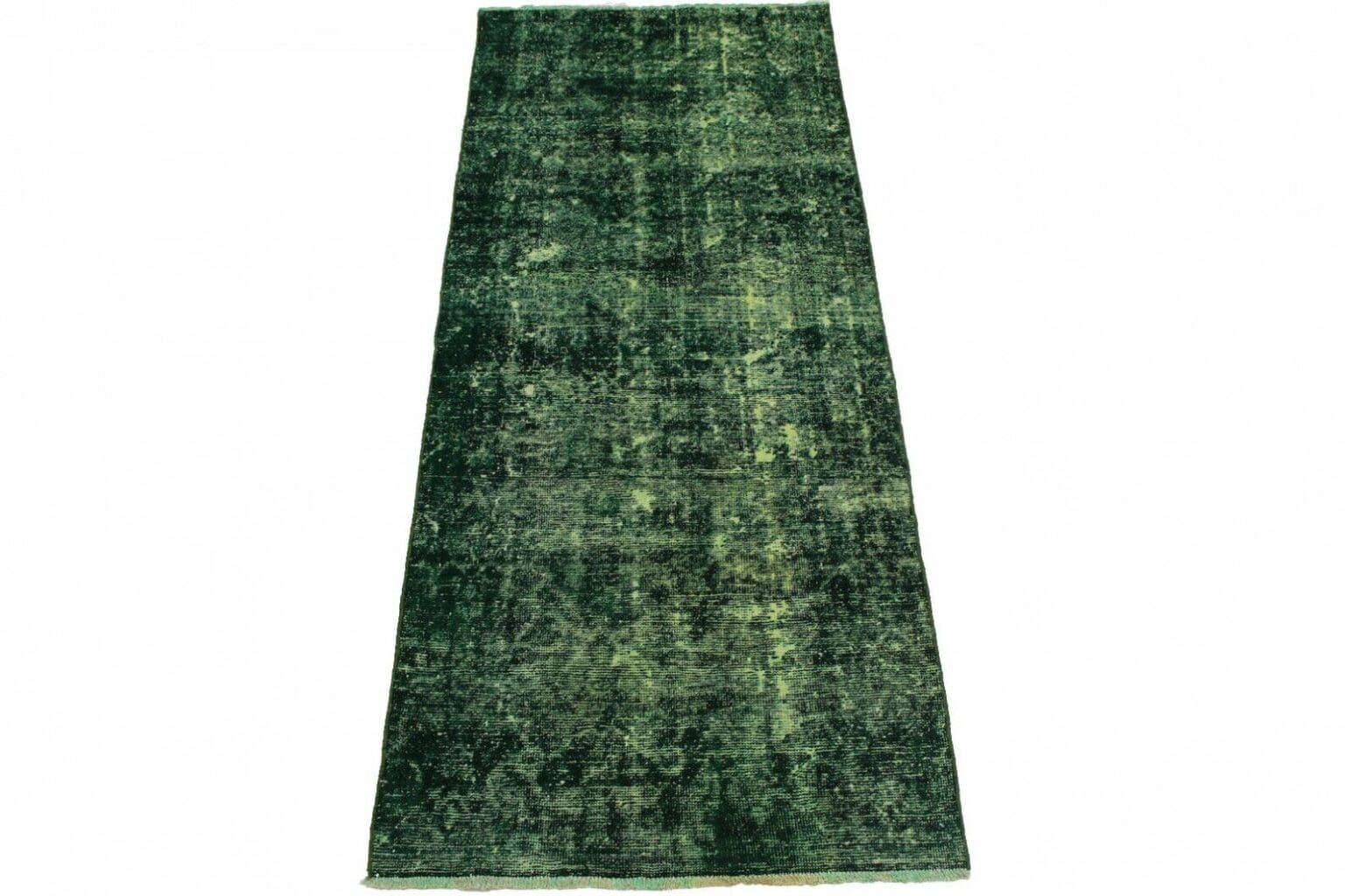 vintage-orientteppich-258x99cm-grun-handgeknupft-unikat Orientteppich 258x99 cm Wolle handgeknüpft