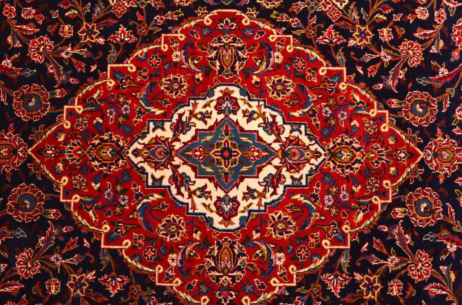 Perserteppich Kashan 395 x 295 cm Schurwolle handgeknüpft