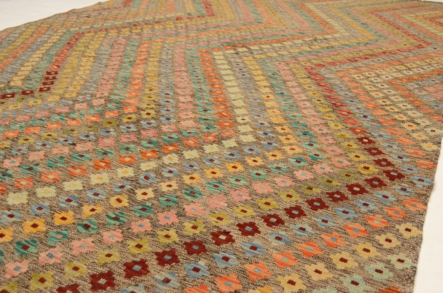 handgewebter-afghan-kelim-303-x-200-cm-in-pastellfarben-orientteppich-4 Orientteppich Afghan 303 x 200 cm Wolle handgewebt
