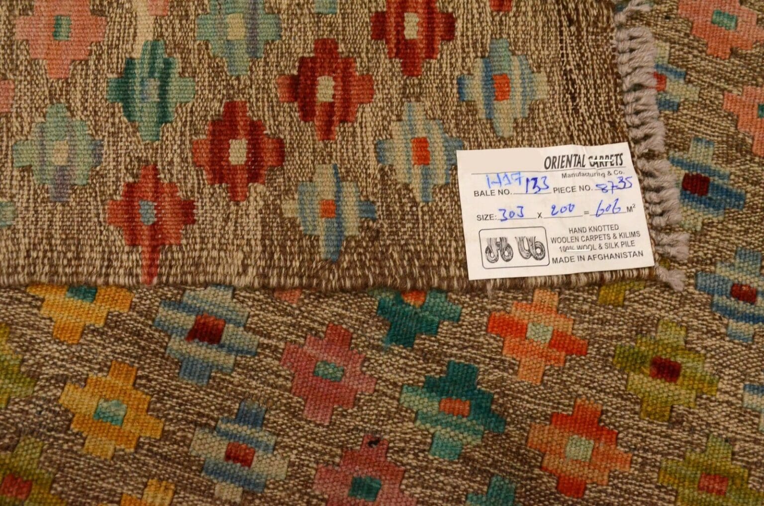 handgewebter-afghan-kelim-303-x-200-cm-in-pastellfarben-orientteppich-7 Orientteppich Afghan 303 x 200 cm Wolle handgewebt