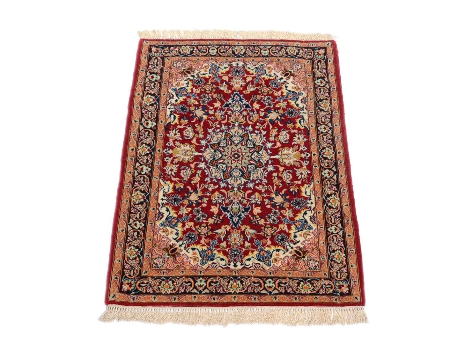 Perserteppich Isfahan 99 x 71 cm Wolle Seide handgeknüpft
