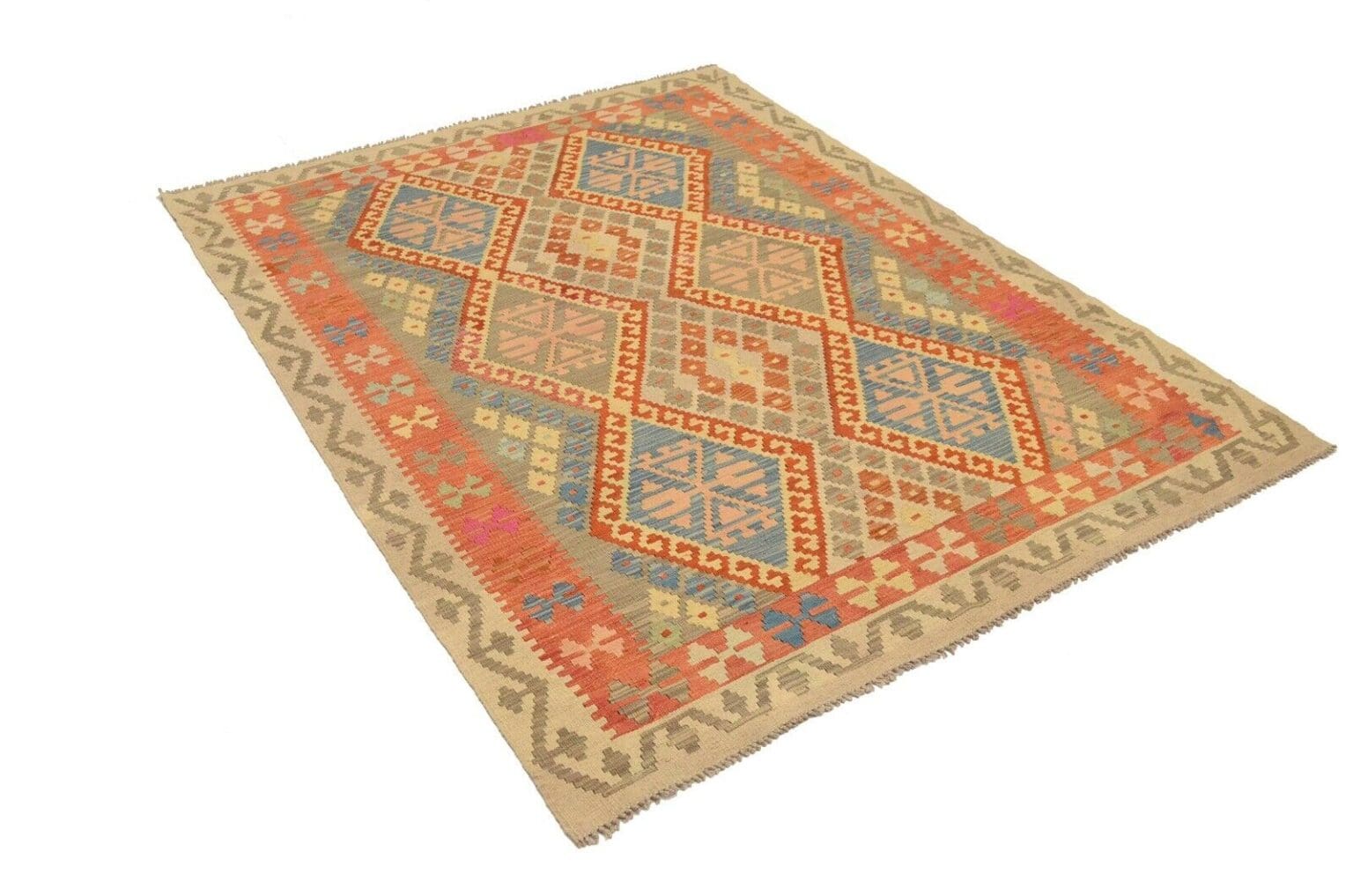 Orientteppich Afghan 197 x 154 cm Wolle handgewebt