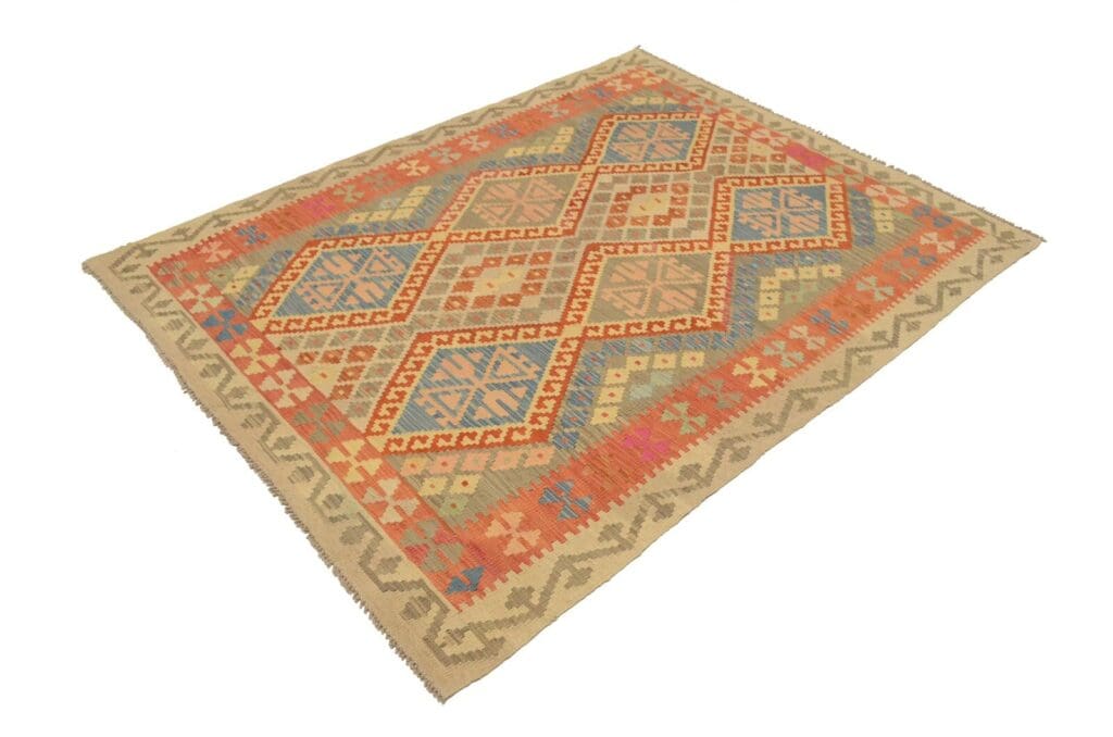 Orientteppich Afghan 197 x 154 cm Wolle handgewebt