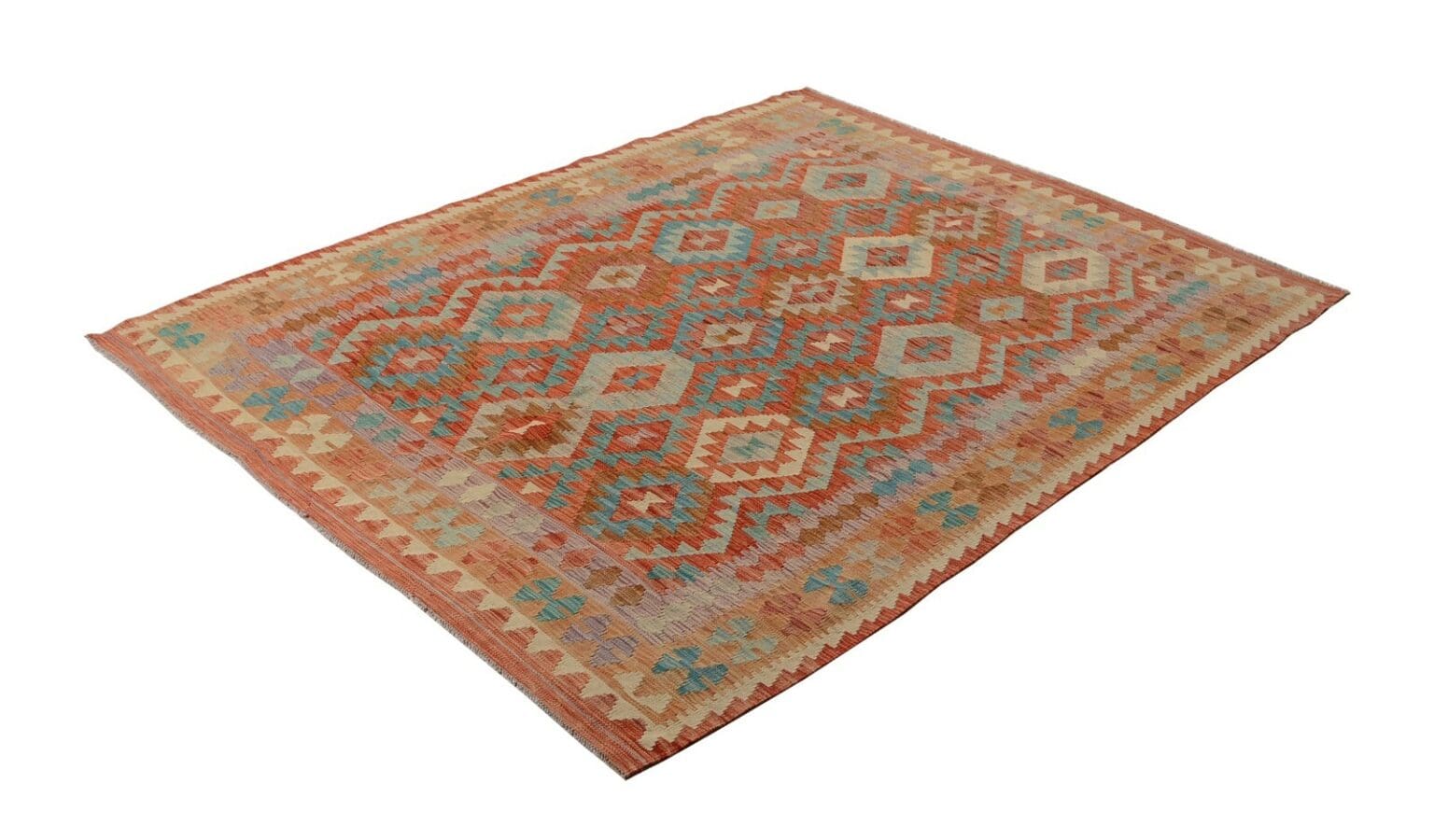 handgewebter-afghan-kelim-244-x-182-cm-in-pastellfarben-neu-2 Orientteppich Afghan 244 x 182 cm Wolle handgewebt