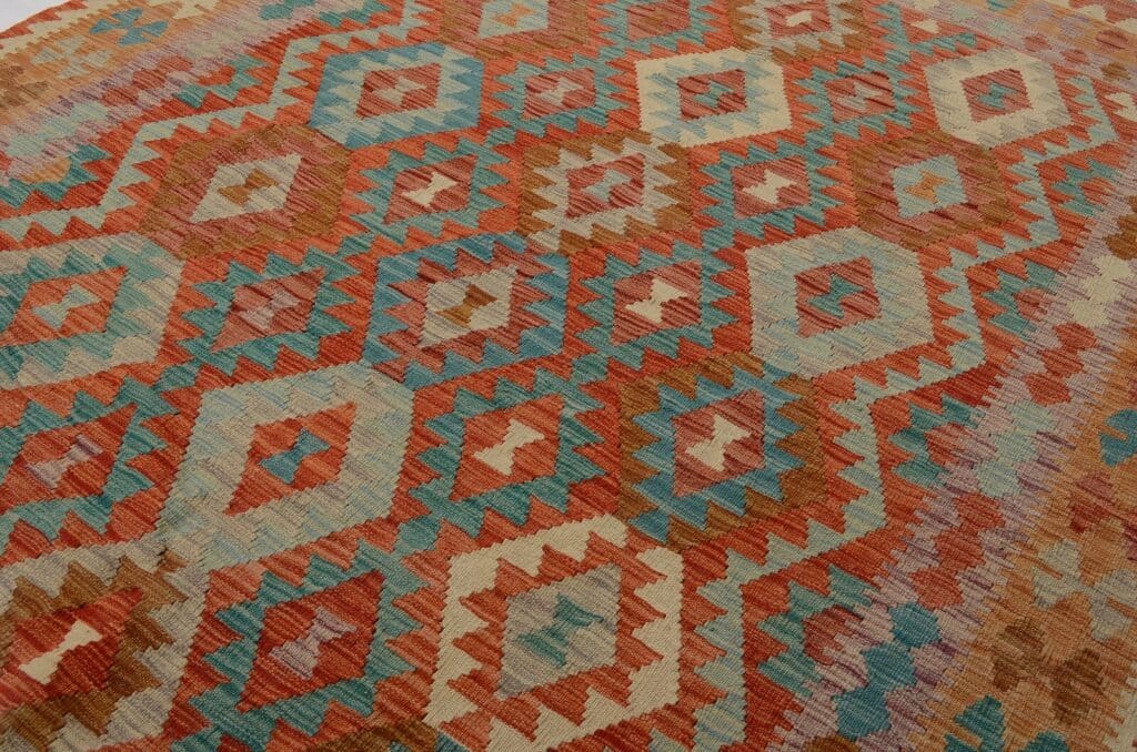 handgewebter-afghan-kelim-244-x-182-cm-in-pastellfarben-neu-4 Orientteppich Afghan 244 x 182 cm Wolle handgewebt