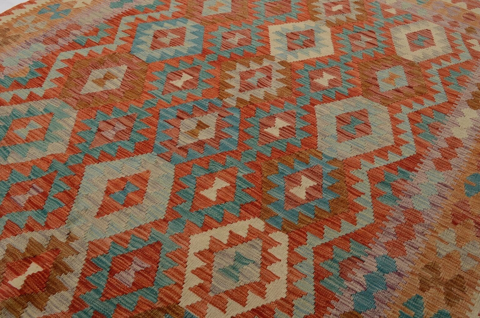 handgewebter-afghan-kelim-244-x-182-cm-in-pastellfarben-neu-4 Orientteppich Afghan 244 x 182 cm Wolle handgewebt