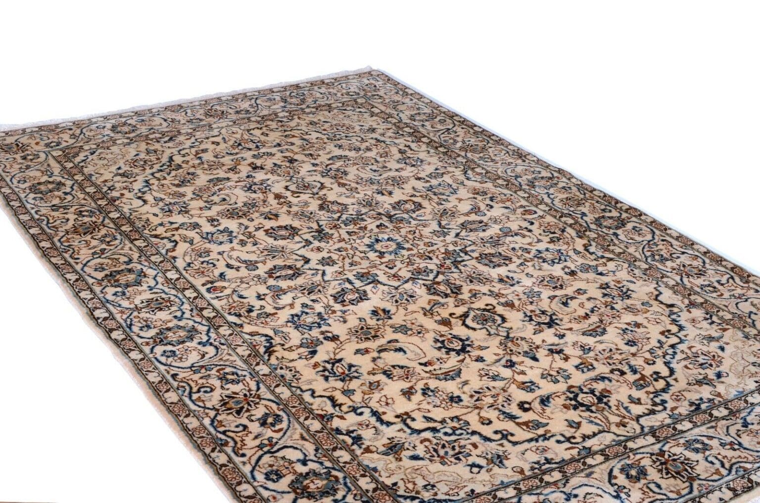 Perserteppich Kashan 222 x 145 cm Schurwolle handgeknüpft