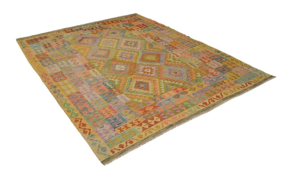 handgewebter-afghan-kelim-248-x-197-cm-in-pastellfarben-neu-1 Orientteppich Afghan 248 x 197 cm Wolle handgewebt