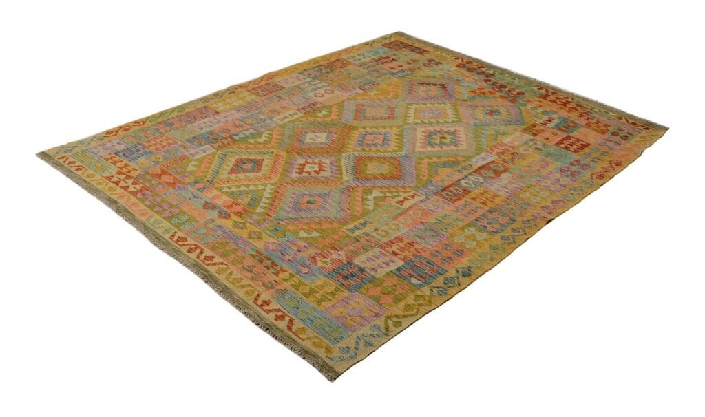 handgewebter-afghan-kelim-248-x-197-cm-in-pastellfarben-neu-2 Orientteppich Afghan 248 x 197 cm Wolle handgewebt
