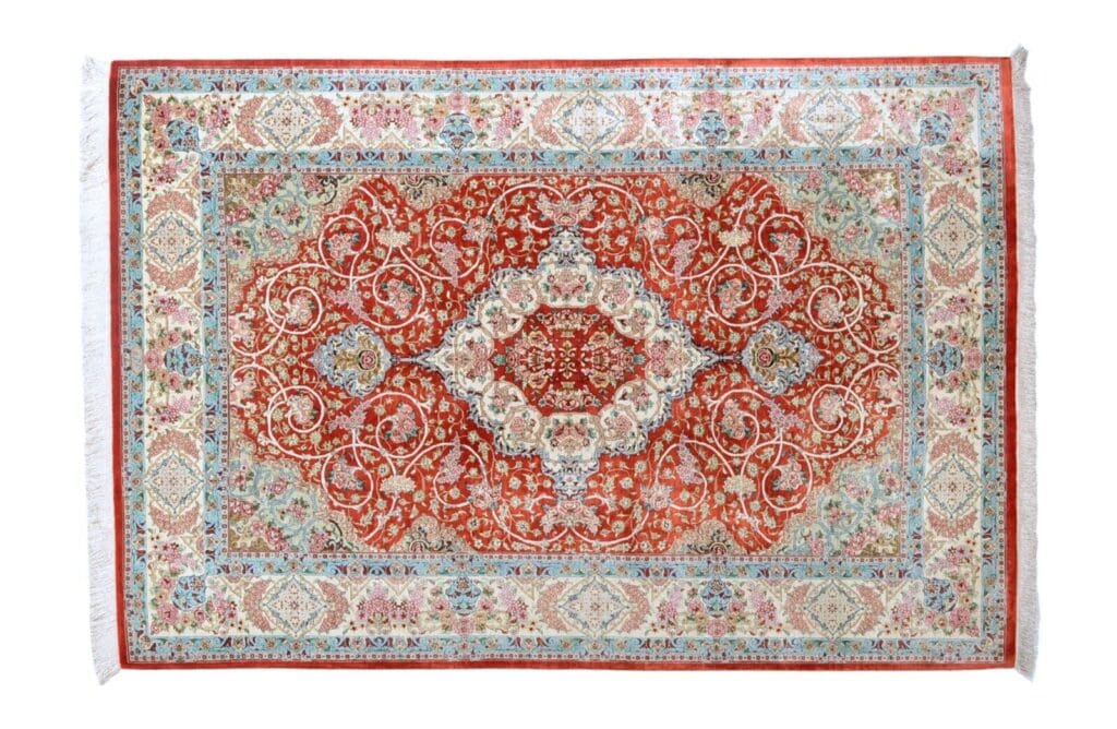 Perserteppich Ghom 200x135 cm Seide handgeknüpft