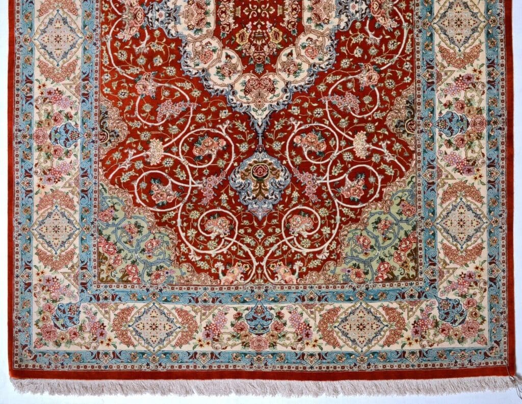 Perserteppich Ghom 200x135 cm Seide handgeknüpft