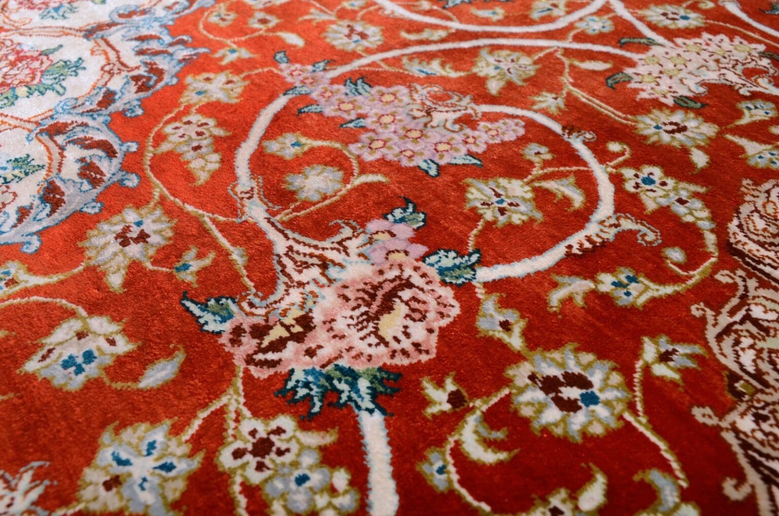 Perserteppich Ghom 200x135 cm Seide handgeknüpft