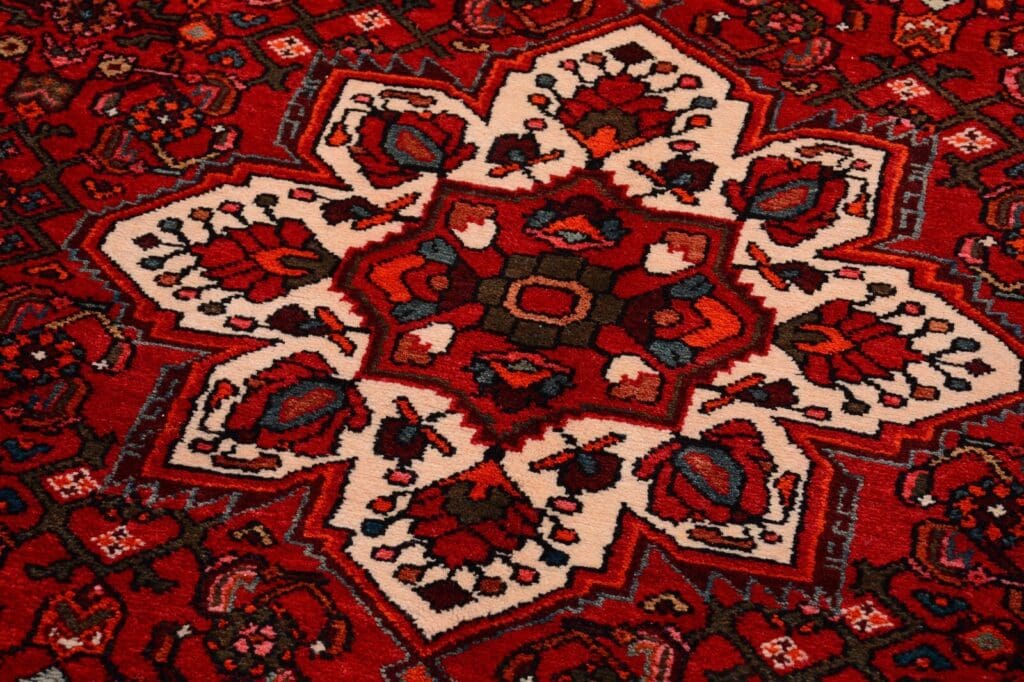 handgeknupfter-perserteppich-322x170-cm-250000-knoten-rot-4 Perserteppich Hosseinabad 322 x 170 cm Wolle handgeknüpft