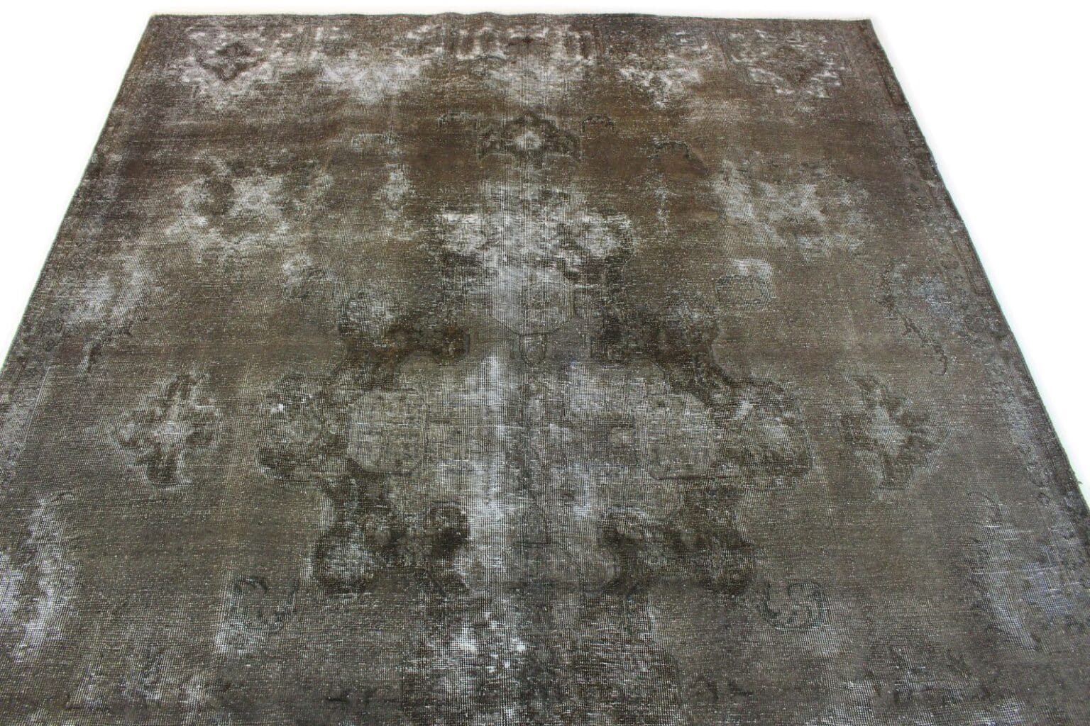 handgeknupfter-orientteppich-340x239-cm-grau-schwarz-vintage-1 Orientteppich 340x239 cm Wolle handgeknüpft