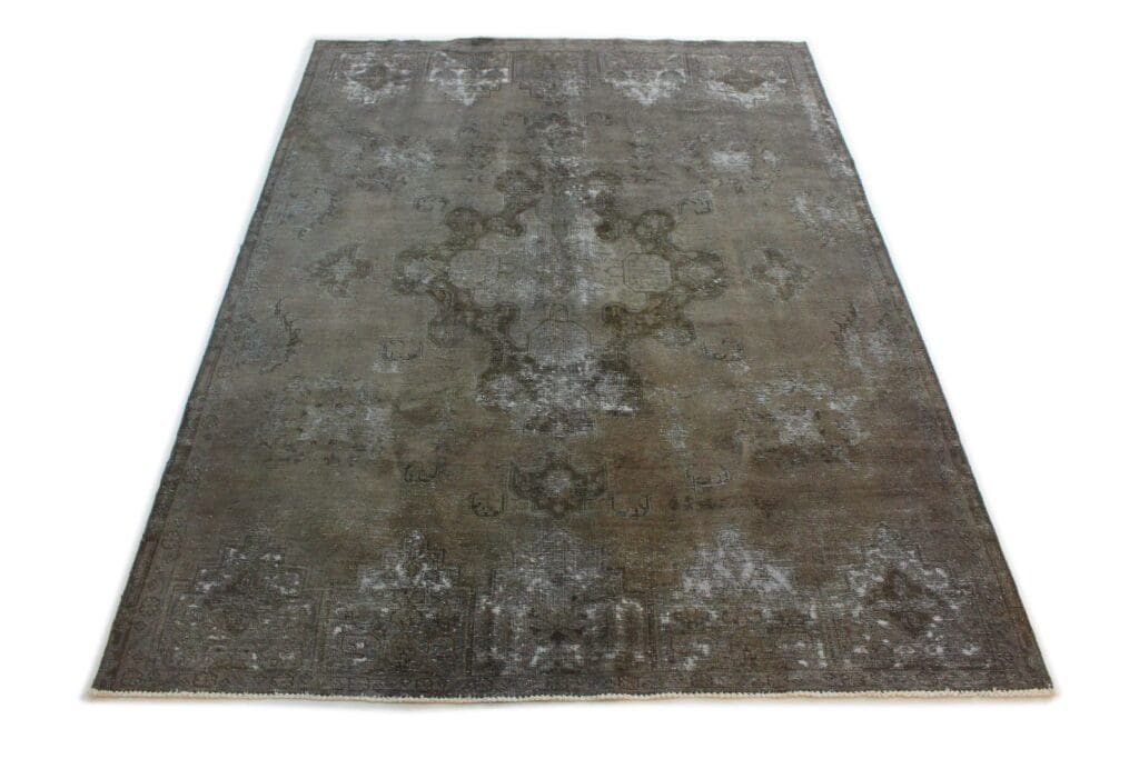 handgeknupfter-orientteppich-340x239-cm-grau-schwarz-vintage-2 Orientteppich 340x239 cm Wolle handgeknüpft