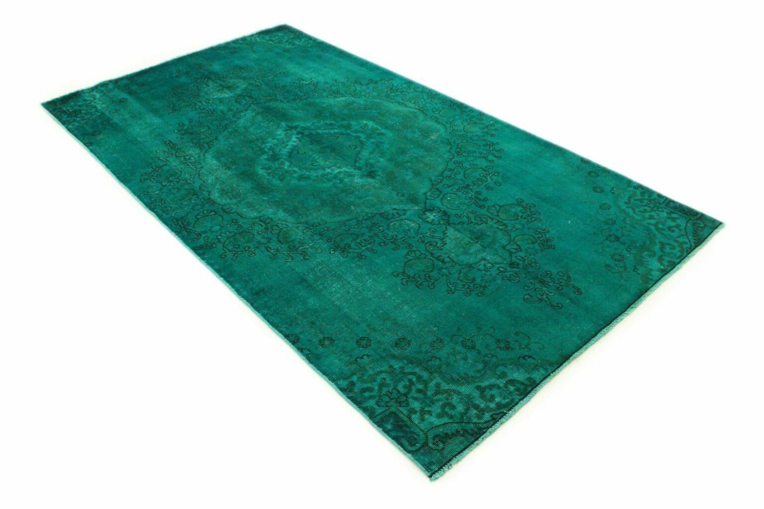 vintage-orientteppich-304x169cm-turkis-grun-handgeknupft-1 Orientteppich 304x169 cm Wolle handgeknüpft