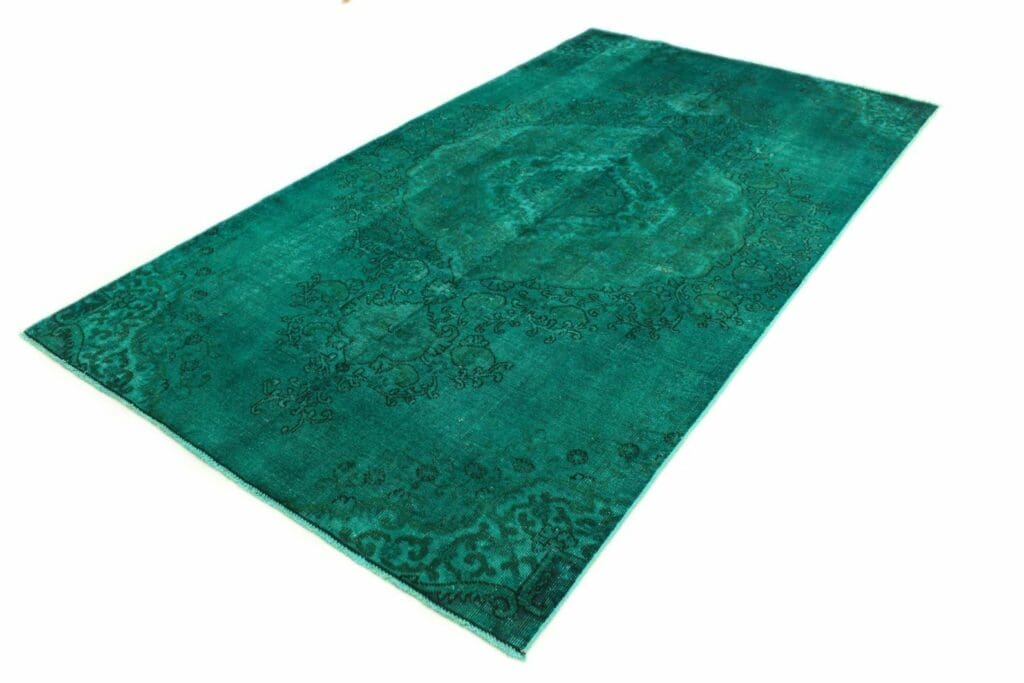 vintage-orientteppich-304x169cm-turkis-grun-handgeknupft-2 Orientteppich 304x169 cm Wolle handgeknüpft