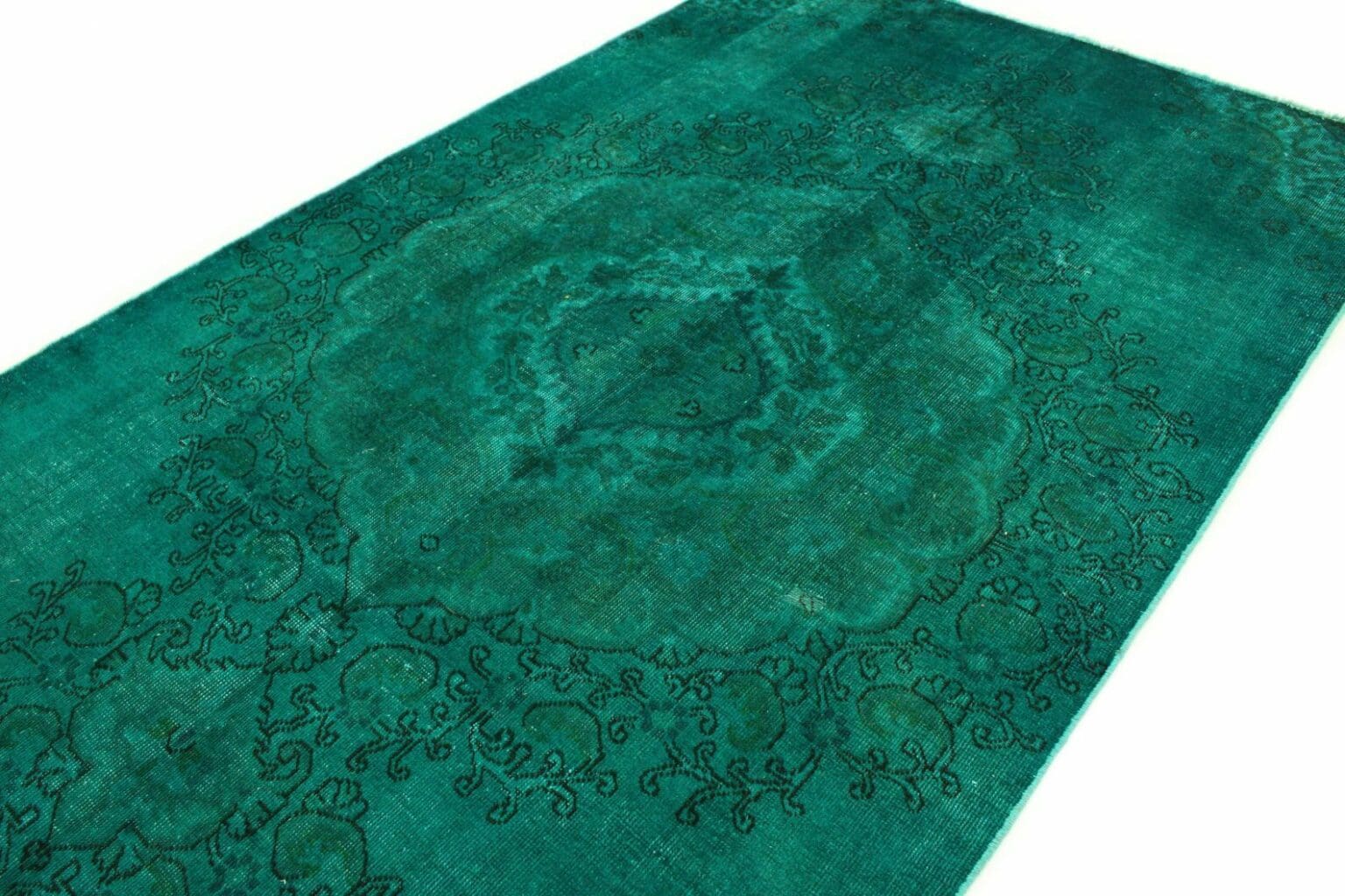 vintage-orientteppich-304x169cm-turkis-grun-handgeknupft-3 Orientteppich 304x169 cm Wolle handgeknüpft
