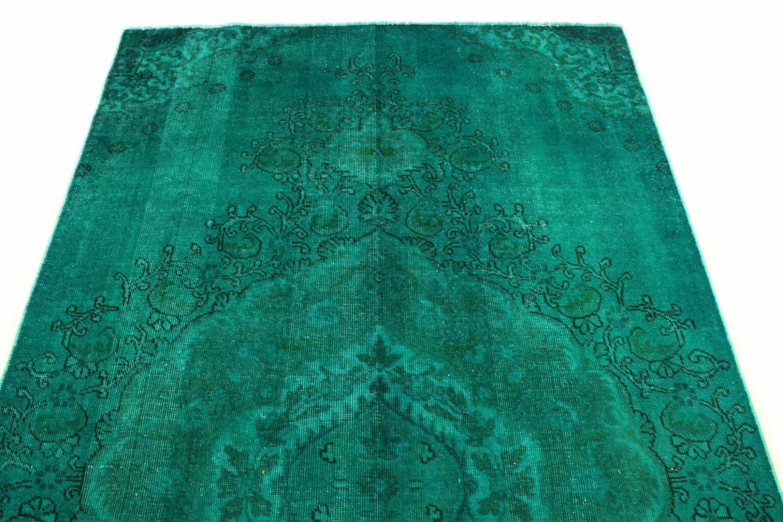 vintage-orientteppich-304x169cm-turkis-grun-handgeknupft-4 Orientteppich 304x169 cm Wolle handgeknüpft