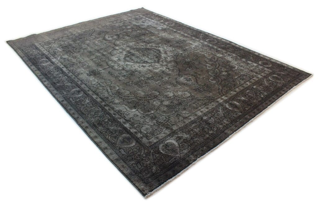 vintage-orientteppich-390x295cm-grau-schwarz-handgeknupft-2 Perserteppich 390x295 cm Wolle handgeknüpft