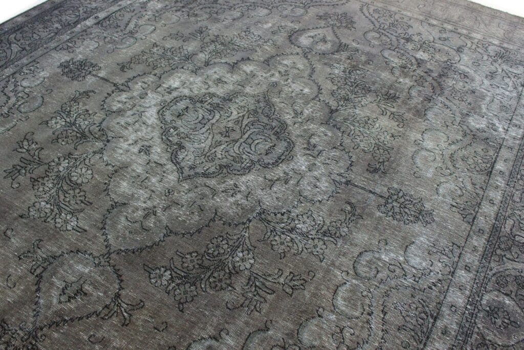 vintage-orientteppich-390x295cm-grau-schwarz-handgeknupft-3 Perserteppich 390x295 cm Wolle handgeknüpft
