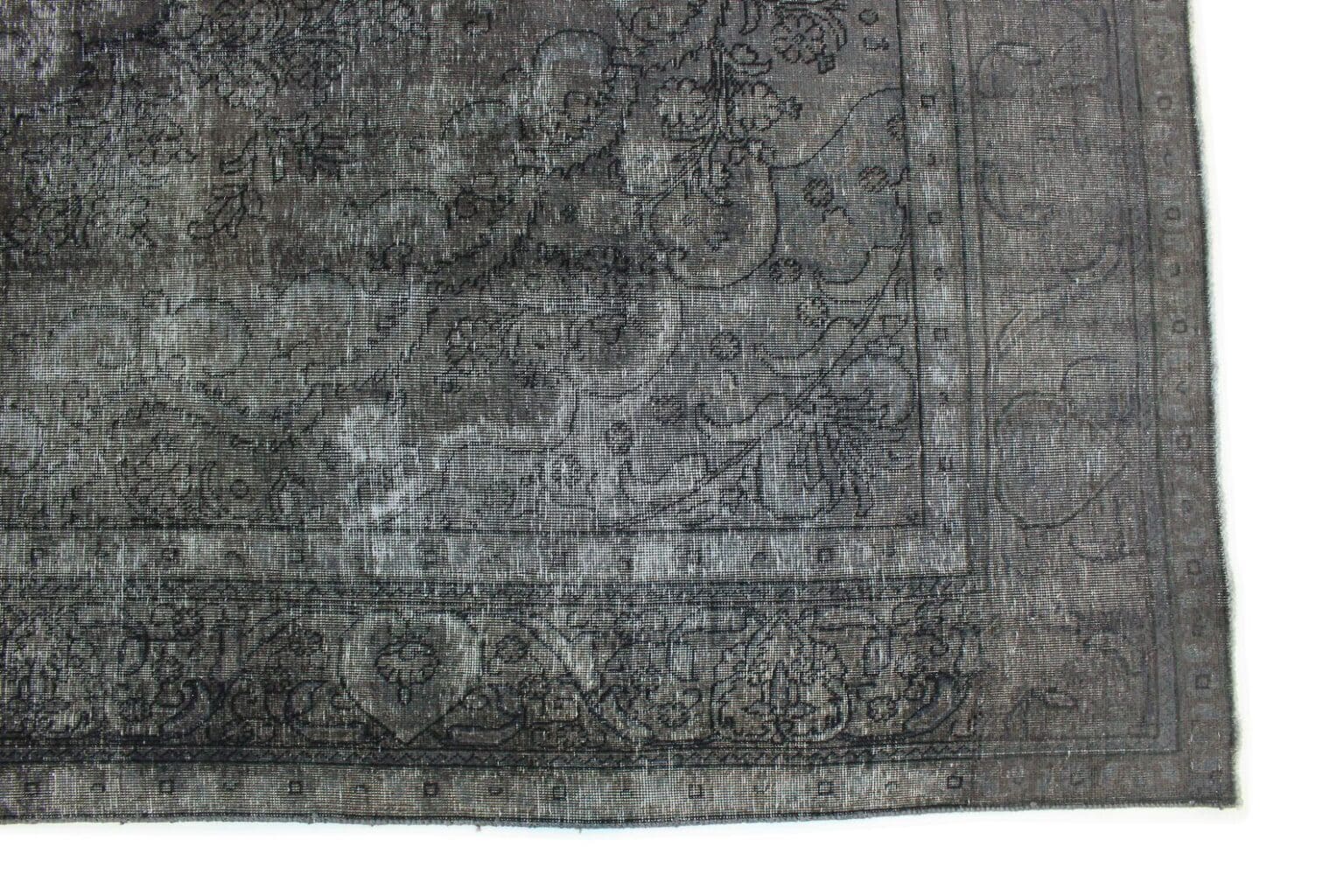 vintage-orientteppich-390x295cm-grau-schwarz-handgeknupft-5 Perserteppich 390x295 cm Wolle handgeknüpft