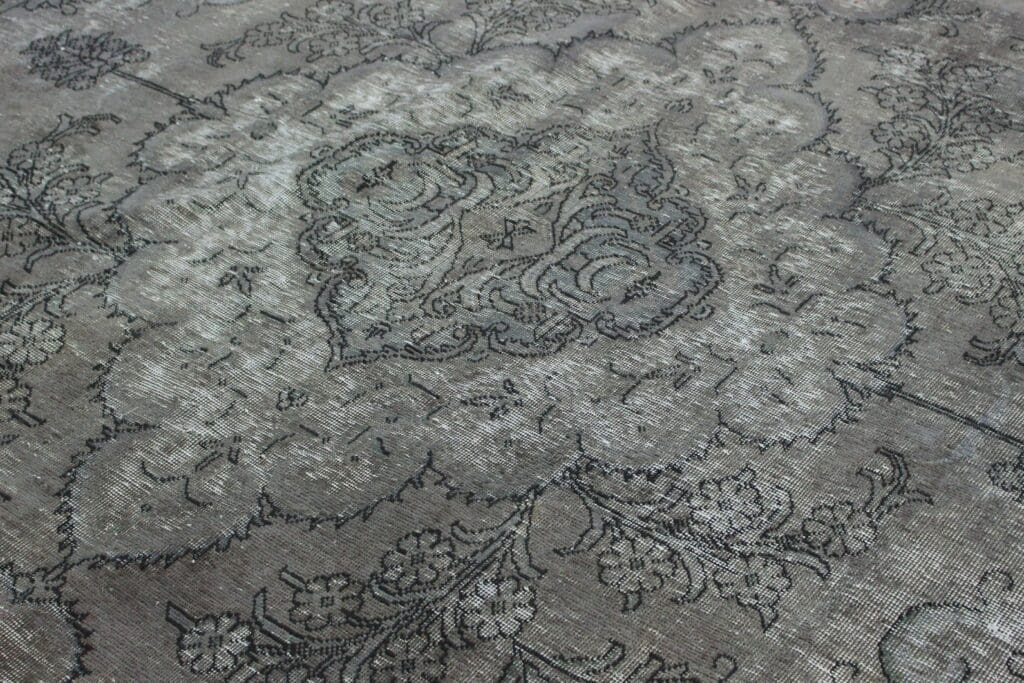 vintage-orientteppich-390x295cm-grau-schwarz-handgeknupft-6 Perserteppich 390x295 cm Wolle handgeknüpft