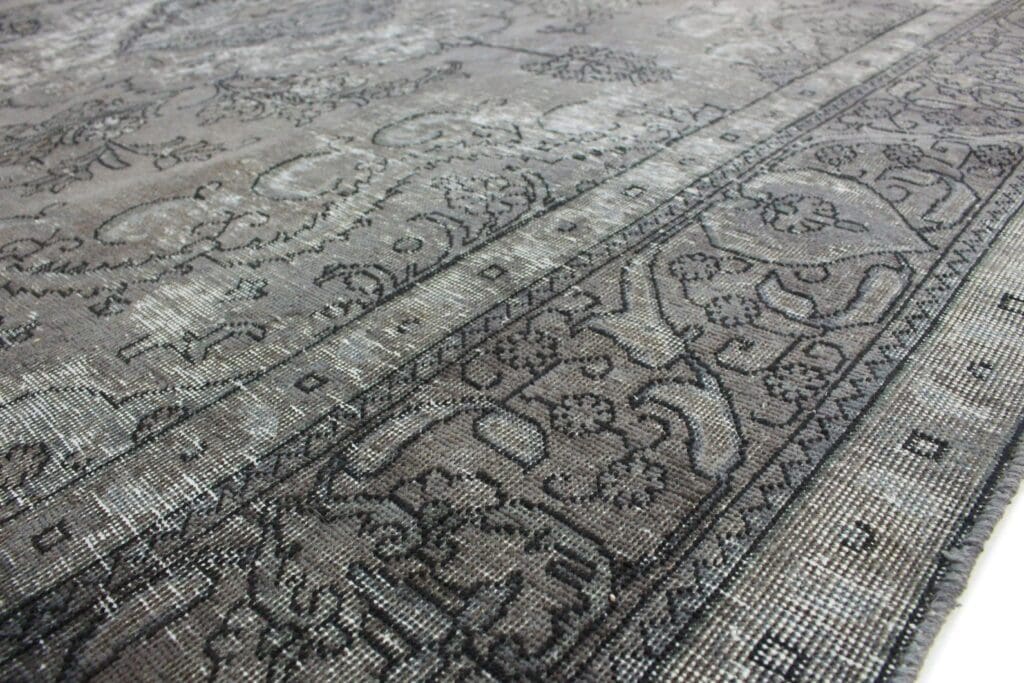 vintage-orientteppich-390x295cm-grau-schwarz-handgeknupft-7 Perserteppich 390x295 cm Wolle handgeknüpft