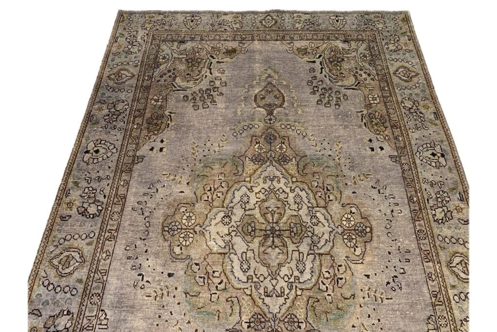 vintage-teppich-beige-299x189-cm-handgeknupft-einzigartiges-design-2 Orientteppich 299 x 189 cm Wolle handgeknüpft