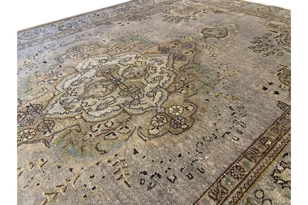 vintage-teppich-beige-299x189-cm-handgeknupft-einzigartiges-design-4 Orientteppich 299 x 189 cm Wolle handgeknüpft