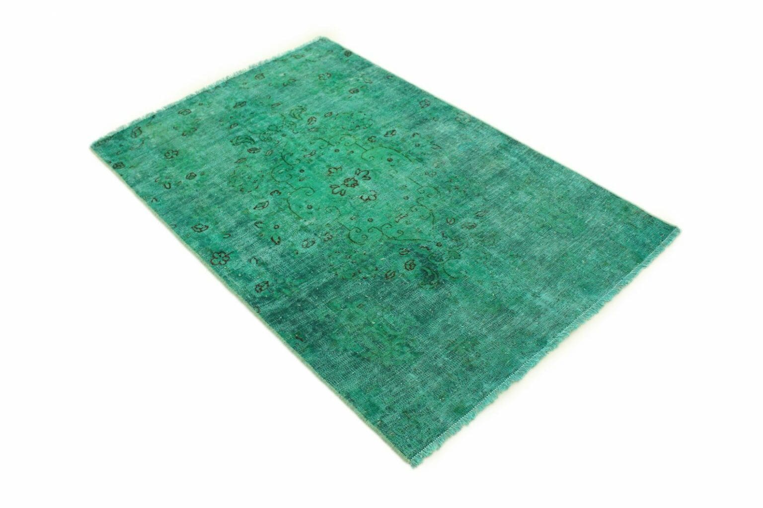 handgeknupfter-orientteppich-159x99-cm-turkis-grun-vintage-design-1 Orientteppich 159 x 99 cm Wolle handgeknüpft