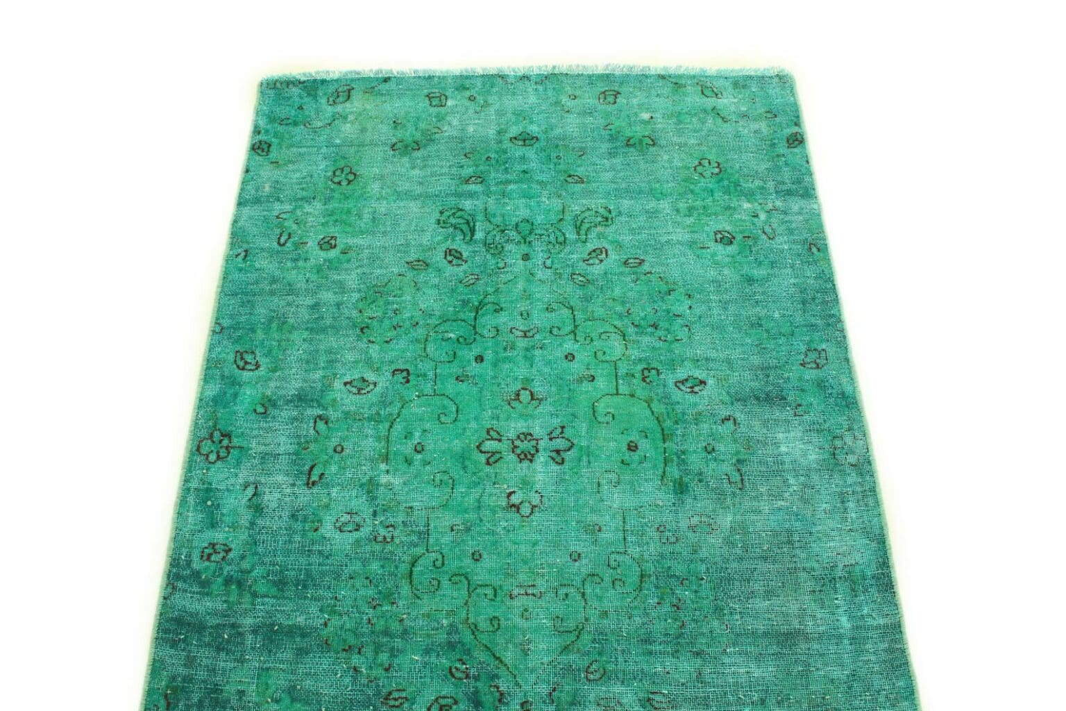 handgeknupfter-orientteppich-159x99-cm-turkis-grun-vintage-design-3 Orientteppich 159 x 99 cm Wolle handgeknüpft