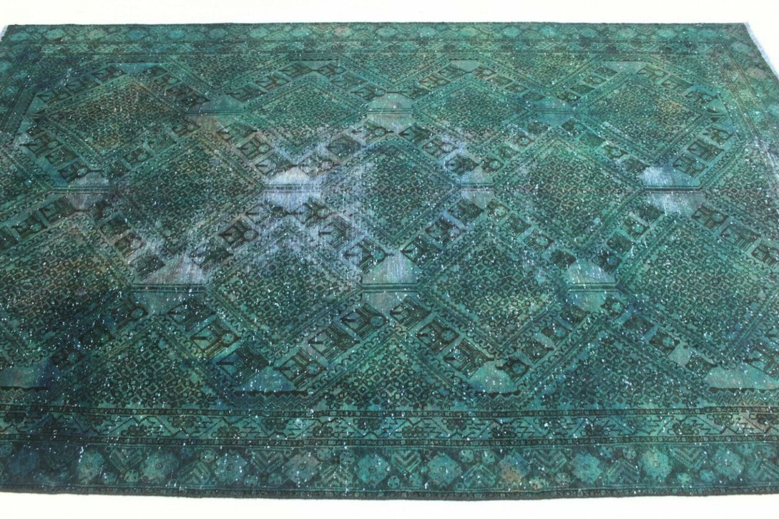 vintage-orientteppich-turkis-282x184cm-handgeknupft-einzigartig-2 Orientteppich 282 x 184 cm Wolle handgeknüpft