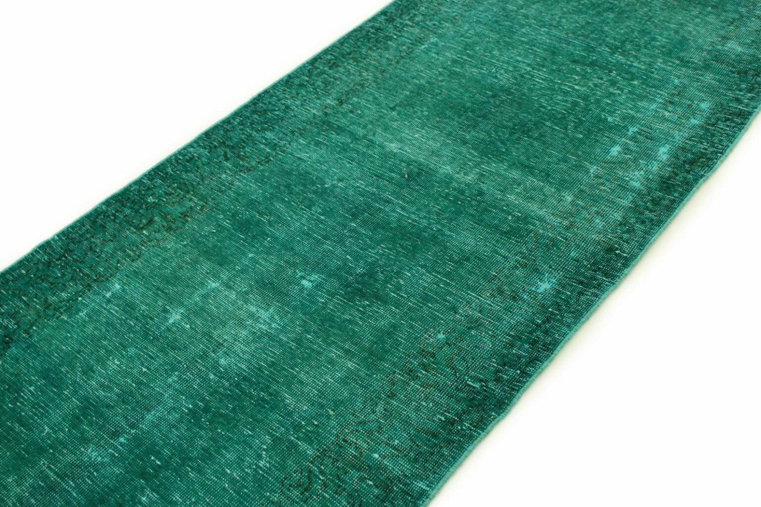 vintage-orientteppich-350x79cm-turkis-grun-handgeknupft-3 Orientteppich 350 x 79 cm Wolle handgeknüpft
