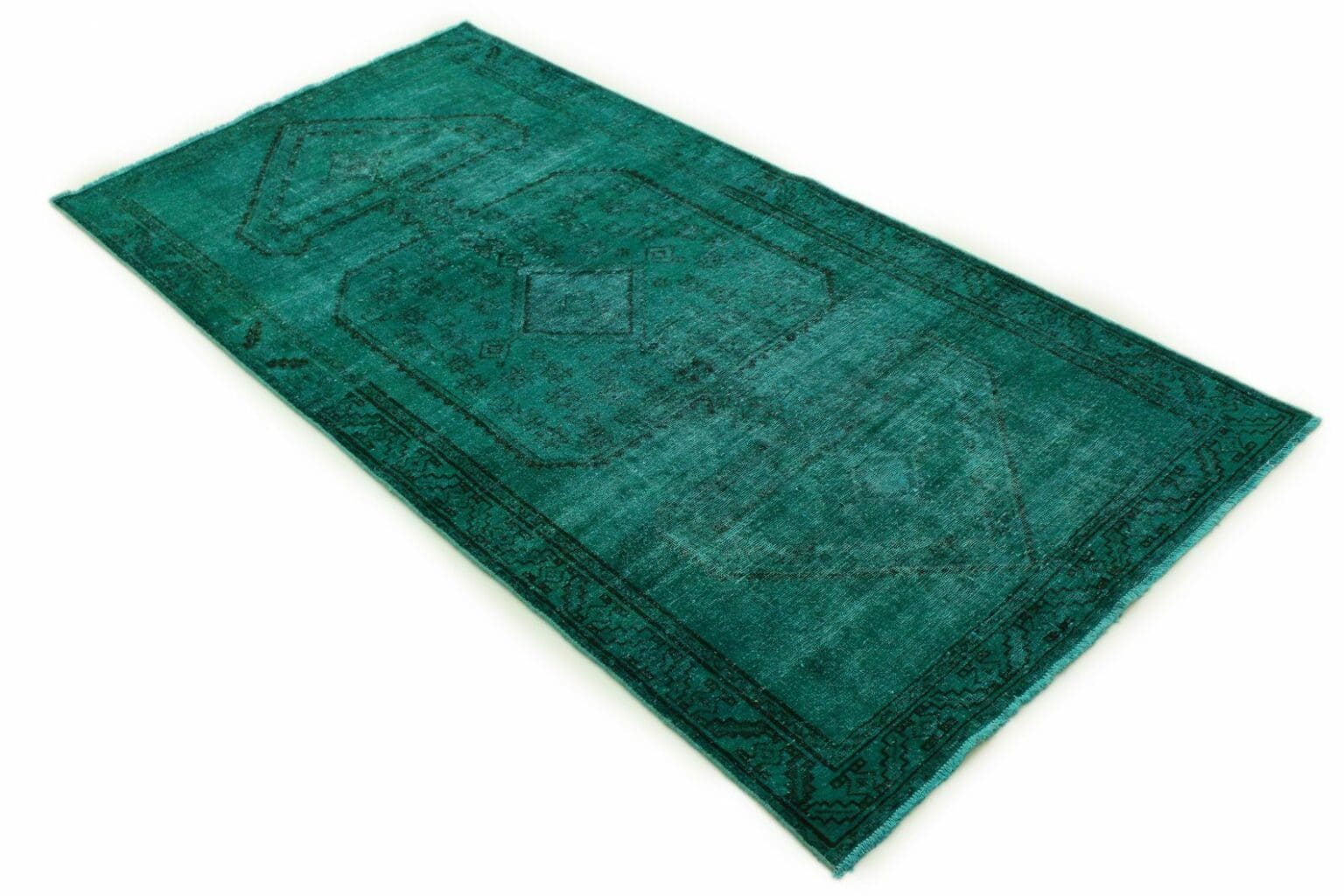 orientteppich-turkis-grun-285x142cm-vintage-design-handgeknupft-1 Orientteppich Türkis Grün 285 x 142 cm Wolle handgeknüpft