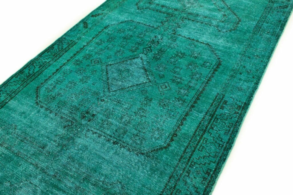 orientteppich-turkis-grun-285x142cm-vintage-design-handgeknupft-3 Orientteppich Türkis Grün 285 x 142 cm Wolle handgeknüpft