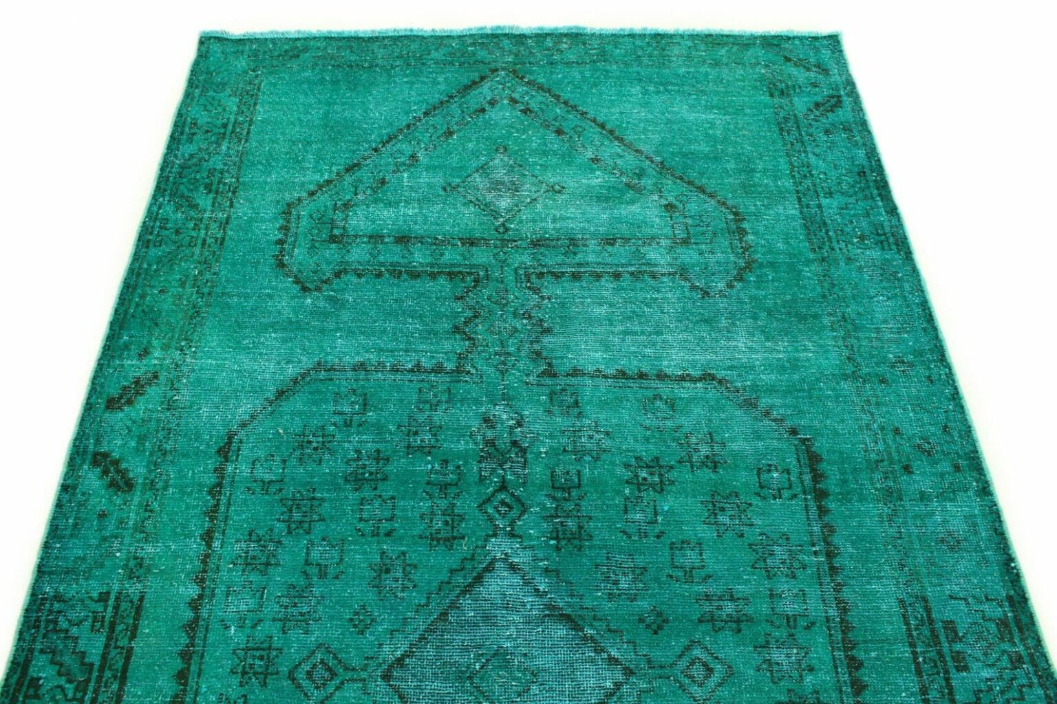 orientteppich-turkis-grun-285x142cm-vintage-design-handgeknupft-4 Orientteppich Türkis Grün 285 x 142 cm Wolle handgeknüpft
