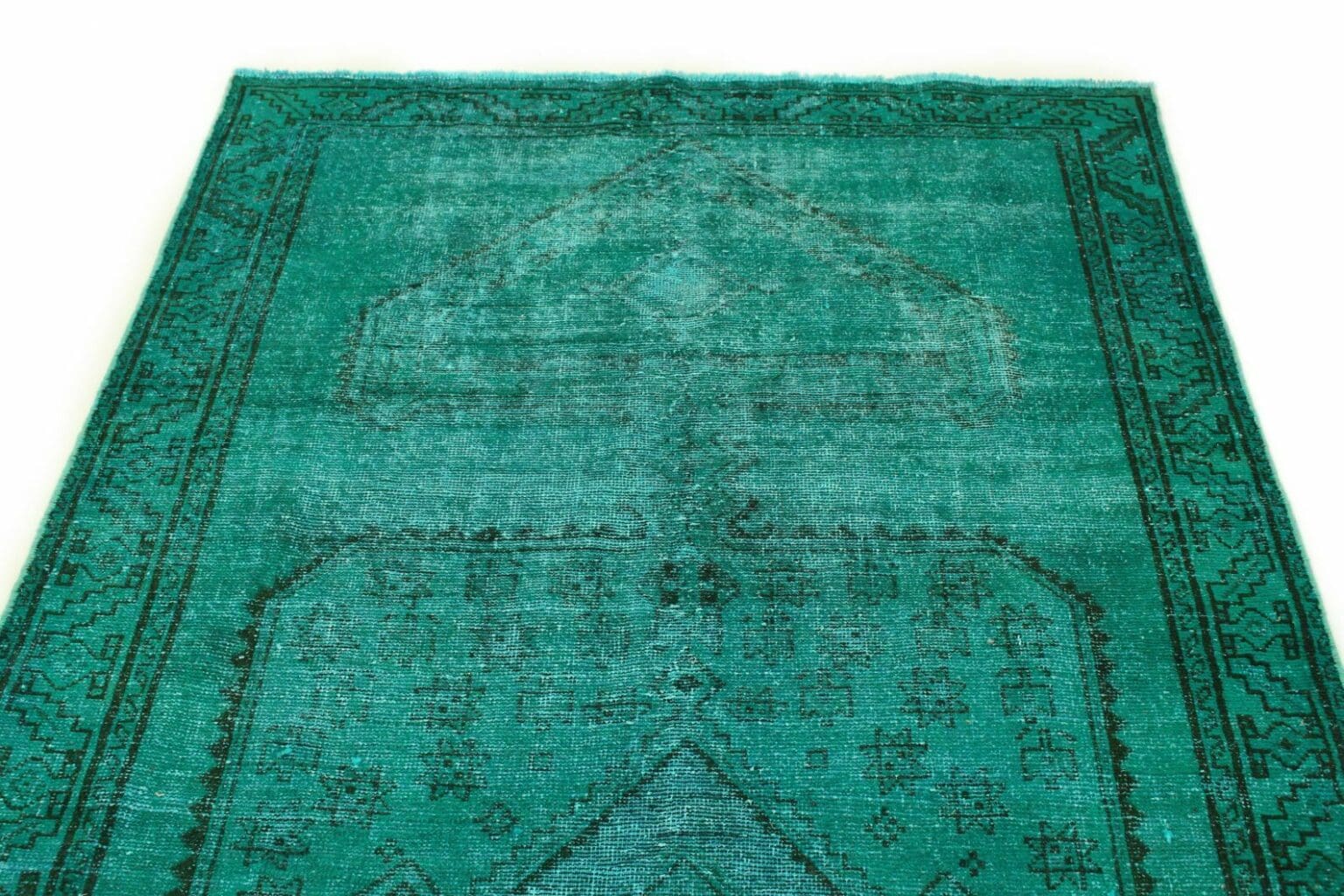 orientteppich-turkis-grun-285x142cm-vintage-design-handgeknupft-7 Orientteppich Türkis Grün 285 x 142 cm Wolle handgeknüpft