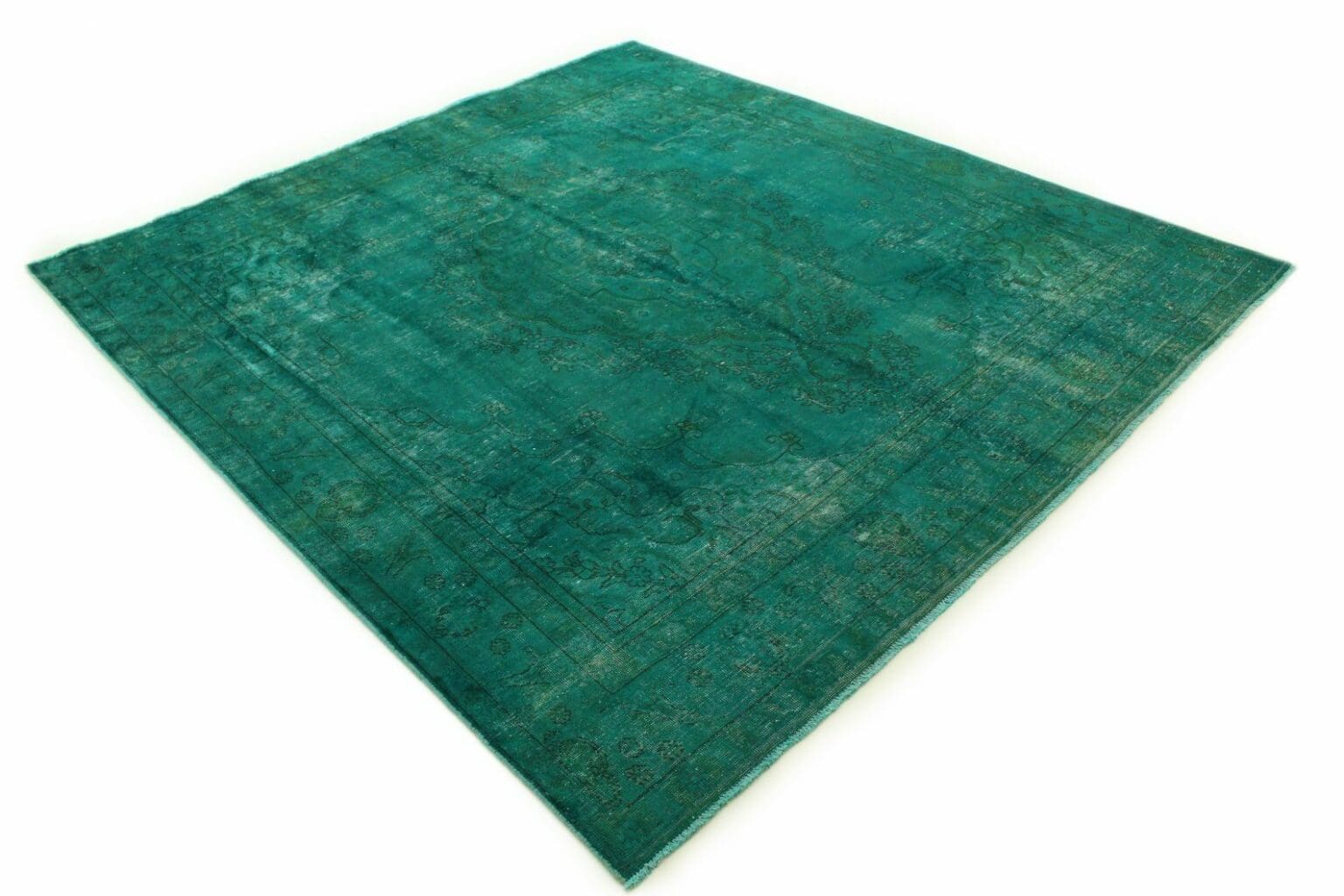 carpetido-vintage-teppich-292x279cm-turkis-grun-handgeknupft-3 Orientteppich 292 x 279 cm Wolle handgeknüpft